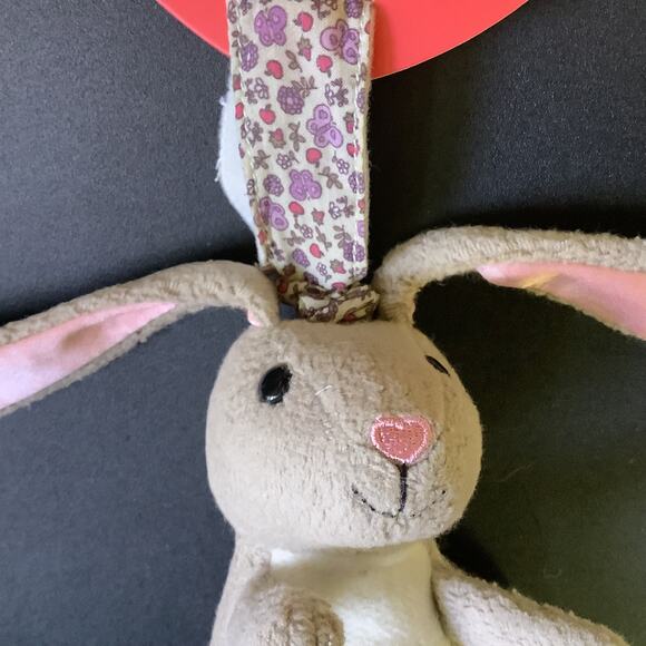 Apple Psrk Organic Cotton Stroller Toy - Grey Bunny - 6" Plush Toy  NWT - Picture 2 of 6